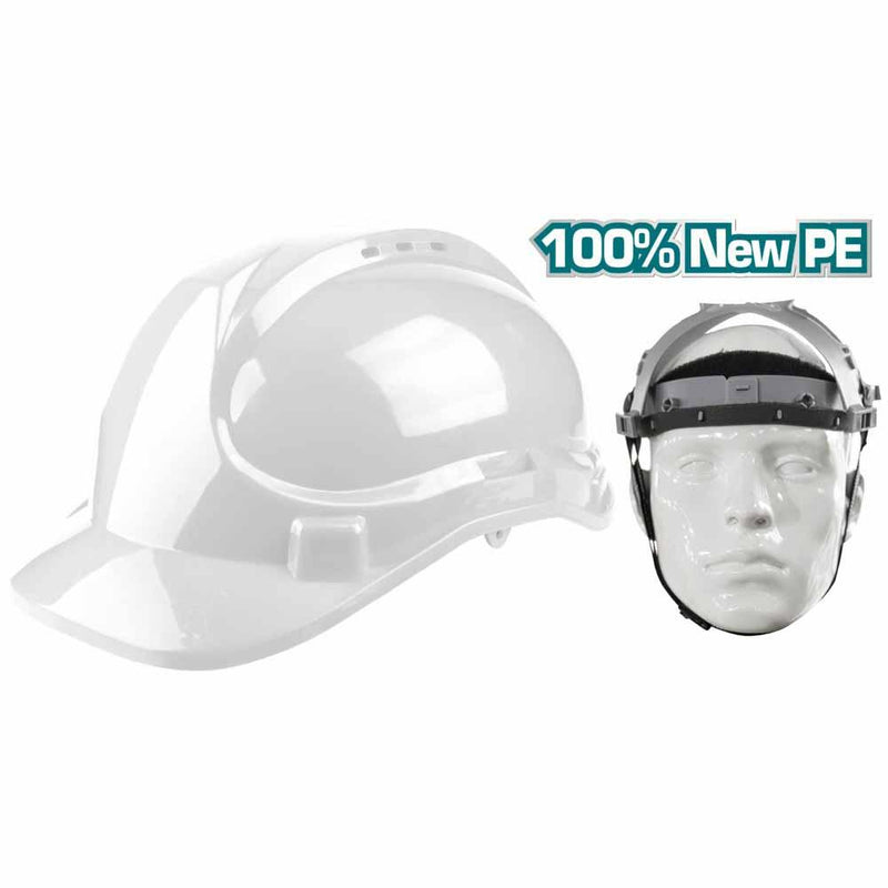 Casco De Seguridad Color Blanco. 8 Puntos De Suspension. Ajustable. Carcasa De PE Con Respiraderos.