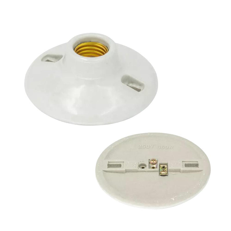 Socate De Porcelana Para Bombillo E-27. Socket De Aluminio. Diametro De 4 1/2. 125 Volt. 60 Hz.