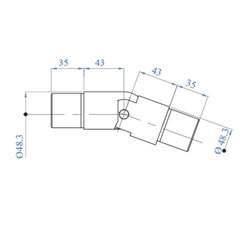 Codo Regulable De 25-55° Para Corremano Ranurado De 42.4Mm AISI304. Plano A Bajada