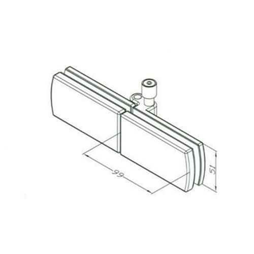 Bisagra con Guia Sistema Plegable. Satinada para vidrios 10-12 mm