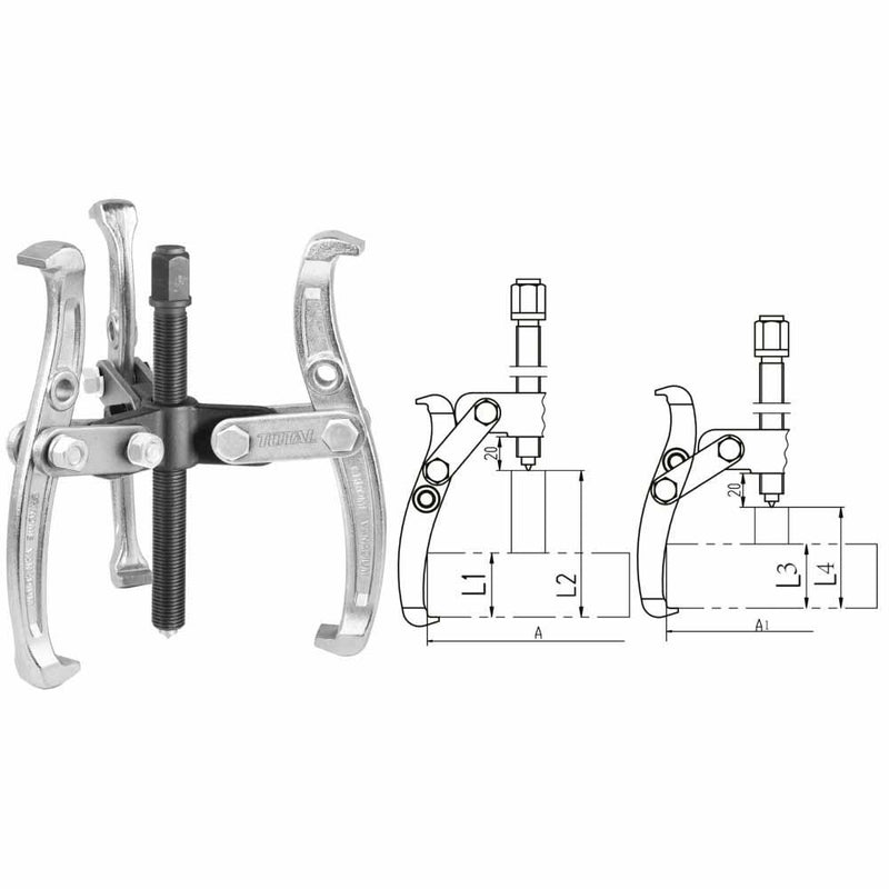 Extractor De 3 Mandibulas De 4". Maxima Fuerza 4000 Kg Cr-V, Tratamiento Termico.