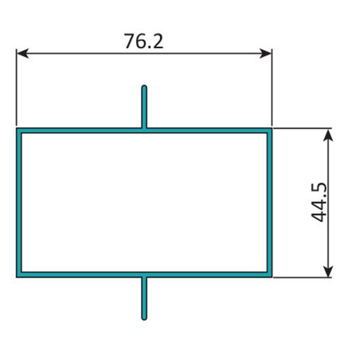 TRC-7 Perfil Marco Fijo 3" X 1 3/4"  Cerrado Doble Aleta Centrada. E = 1.5 Mm. L = 5.85 M SILVER
