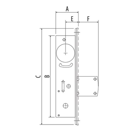 cerradura de paleta de 31/32_ para puertas de aluminio. Sin cilindro y placa se vende aparte.