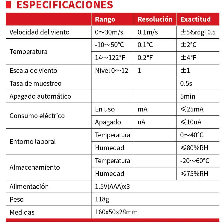 UNI-T UT363 Mini Anemómetro Digital Medidor De Velocidad Del Viento 0-30 M/S Flujo De Aire-10 ~ 50C/