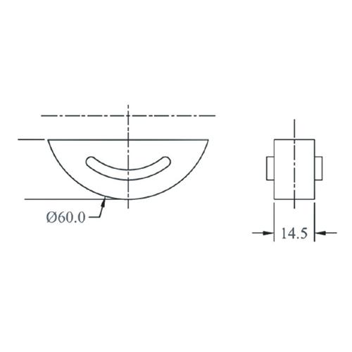 SIDE PLATE, for round glass clip (GC.500 series), SS-304, SATIN.