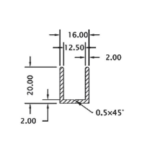 Uchanel Alum. 12 Mm Glass. 3 Mts Largo.Acabado Brillante. (D1G004/ NPB-P1-T5-04-14/NPB-P1-B1-02-01)