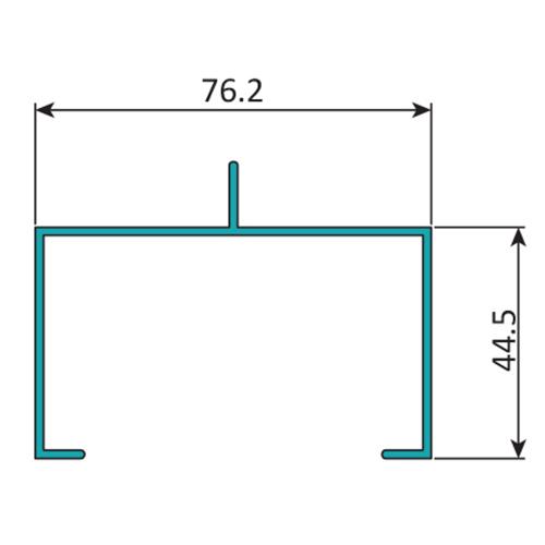 CE-12 Perfil Marco Fijo 3" X 1 3/4"  Abierto Con Aleta Centrada. E = 1.6 Mm. L = 5.85 M BLANCO