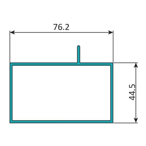 TRC-15 Perfil Marco Fijo 3" X 1 3/4"  Cerrado Con Aleta Descentrada E = 1.5 Mm. L = 5.85 M NEGRO