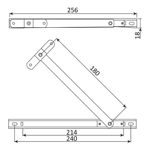 Compas limitador de acero inoxidable AISI 304 para ventana abatible y proyectable. Canal Europeo.