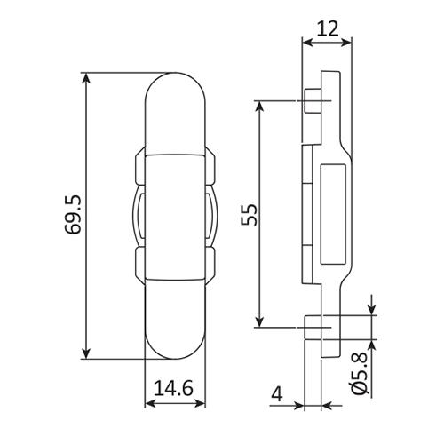 Conector Manilla-Barra transmision para sistema SECUREASY PLUS. Zinc Plateado.