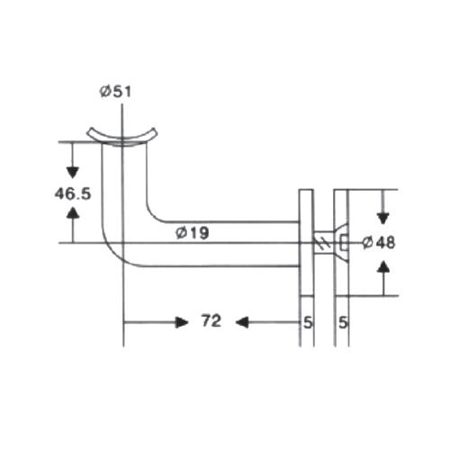 Soporte vidrio - pasamanos de acero inox BRILLANTE 304. Vidrios de (8 - 19) mm