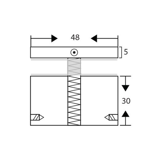 (NX48 * 30) BOTON DE 2" PARA BARANDAS VIDRIO. ACABADO BRILLANTE
