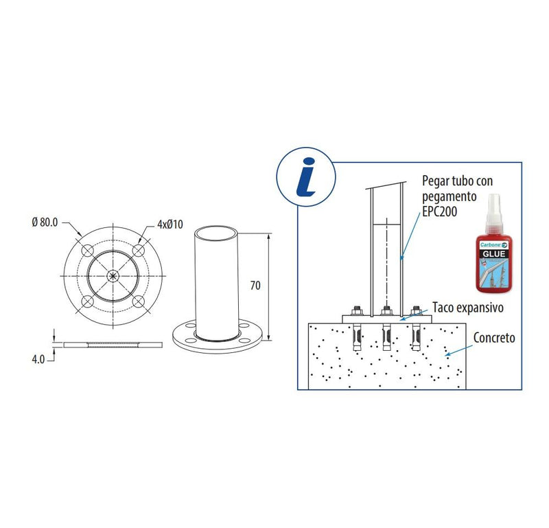Anclaje Piso-Tubo De 42.4Mm.