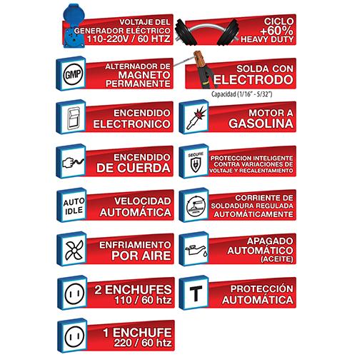 Motosoldador gasolina BIG BOY 190 amp 110/220 60htz generador.(1año)