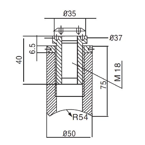 Tornillo de anclaje de arana para tubo redondo.