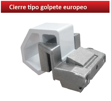 Golpete de aluminio y zamak color blanco para ventana basculante o proyectable. Funcion de cierre au