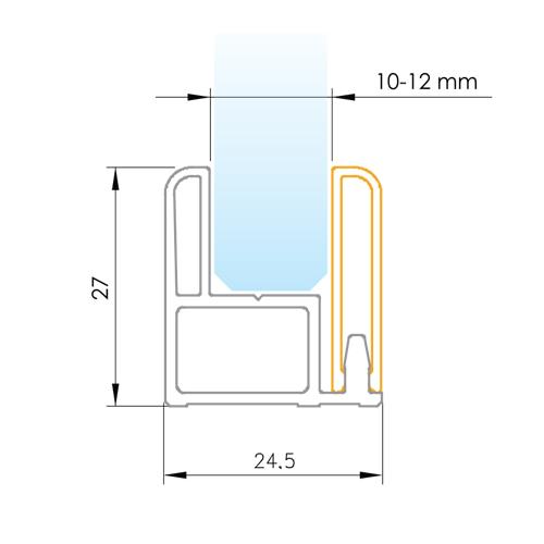 S36IM-UAL(24.5X27)POL Uchannel 10-12mm desarmable Brillante 3mts long.