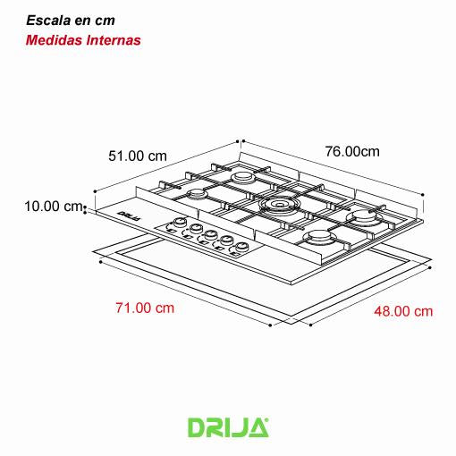 ESTUFA A GAS INOX LIVORNO 76 PROF