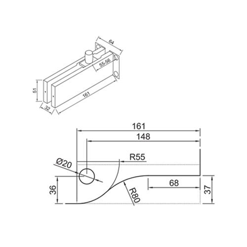 CONECTOR SUPERIOR CON PLACA. SATINADO