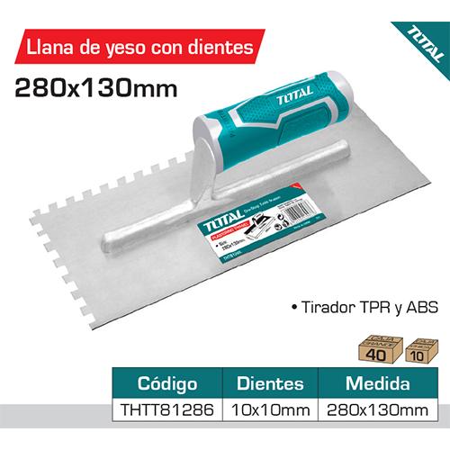 Llana De Yeso Con Dientes (Mango De Plástico) 280X130mm. Dientes 10X10 Mm Tirador TPR Y ABS