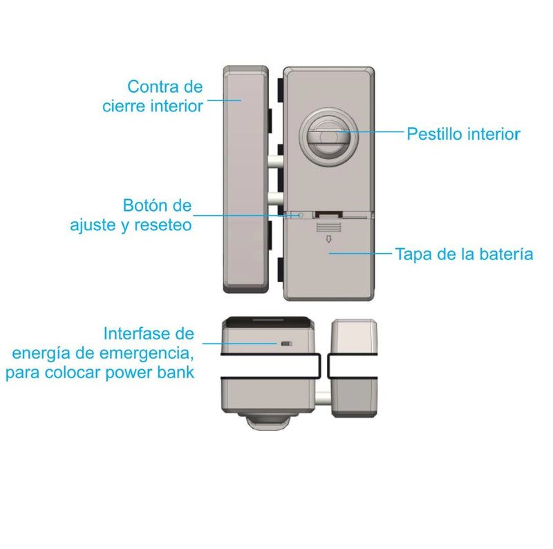 Cerradura electronica de huella dactilar, tarjeta y codigo sin saques al vidrio. 10-12 mm acabado pl
