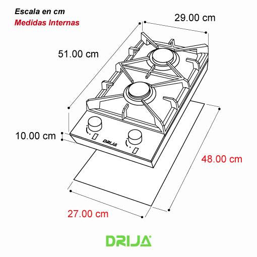 ESTUFA MILAN 30 A GAS, ACERO INOX.