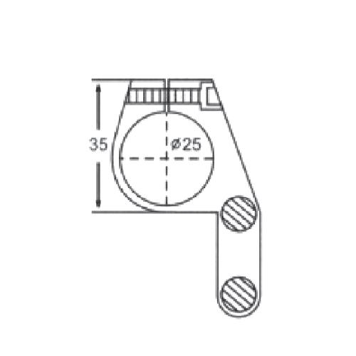 Tope Derecho Para Tubo De 25Mm. Sistema Slider.