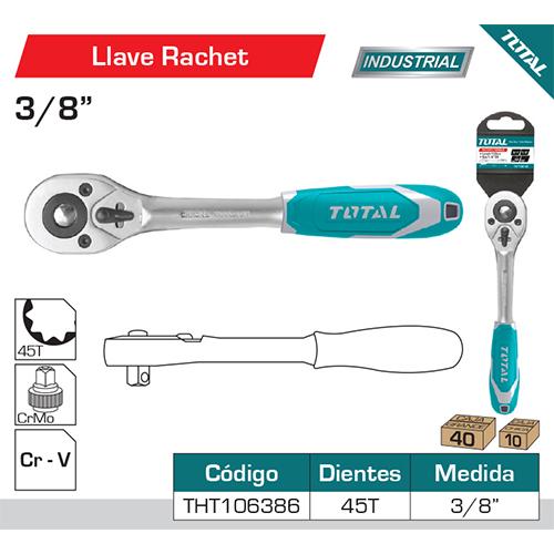 Ratchet De 3/8" 45T 205Mm Largo Material CR-V+Cr-Mo.