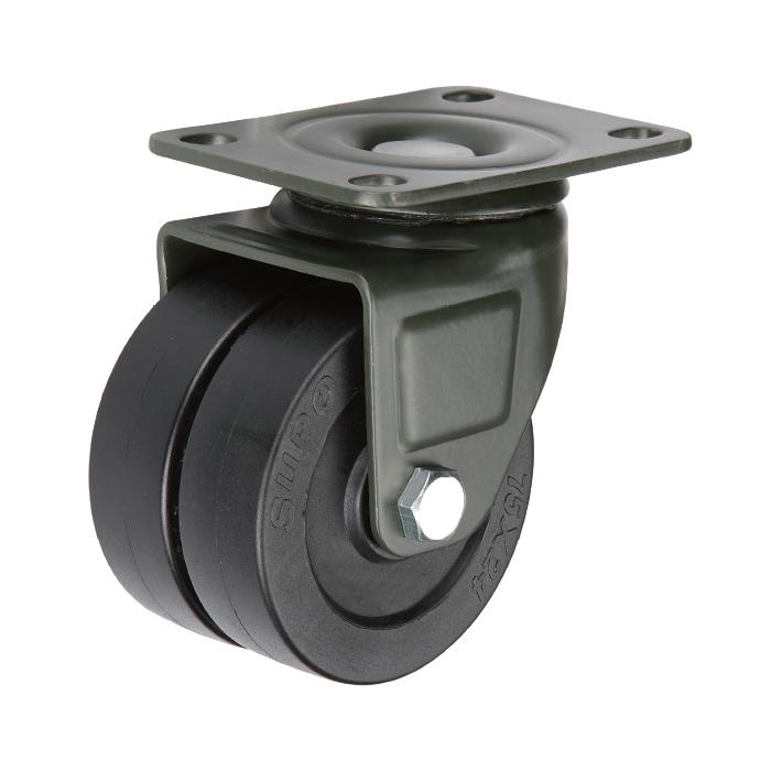 Rueda giratoria Serie pesada enana 50mm 2" Capacidad por rueda 180kg Nylon negro