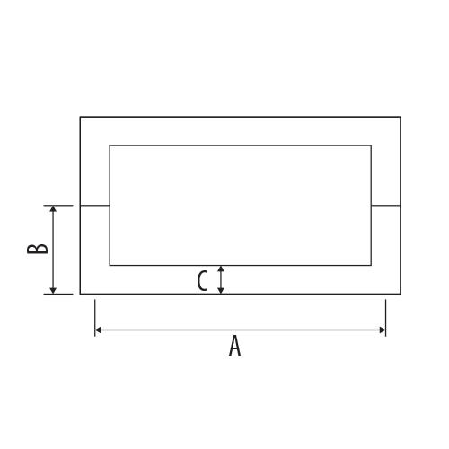 Tirador cuadrado de 19x152mm satinado.