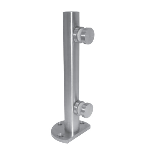 Soporte vertical para barandas de vidrio 254 alto tubo 31.75mmx3mm espesor perforaciones 12mm.