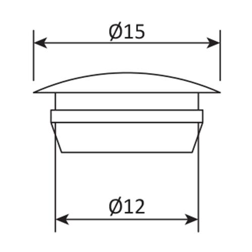 Tapon redonde de 12mm de poliamidad inyectada negra.