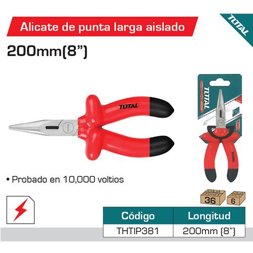 Alicate De Punta Larga Aislado 8"/200Mm Cr-V. Probados En 10,000Voltios.