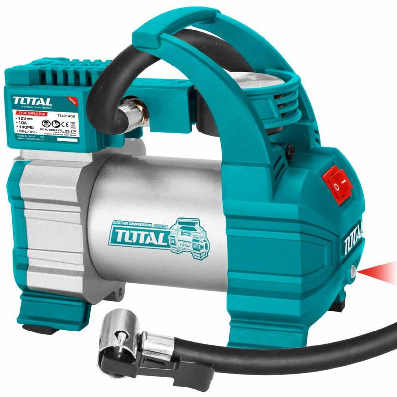 Compresor De Aire Automatico. DC 12V. Corriente 10 A. Presion Max. 140 PSI ( 10 Bar ).