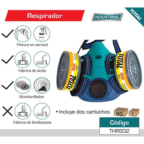 Respirador Con 2 Filtros. Protec Grd 1.Gases Organicos/Inorganicos, SO2 Y Otros Gases Acidicos