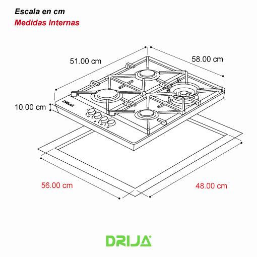 ESTUFA MILAN 60 A GAS ACERO INOX