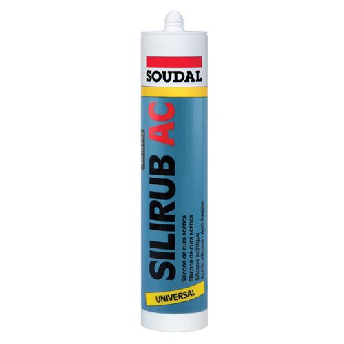 SOUDAL Silirub AC Transparente Silicona acetica sellado general de vidrio de alumnio 280ml