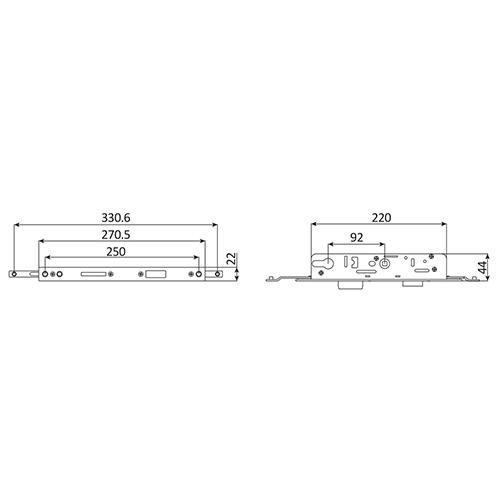 Cuerpo de cerradura Europea de Back Set de 29 mm y Distancia C-C 92 mm. Cuerpo de acero inoxidable.