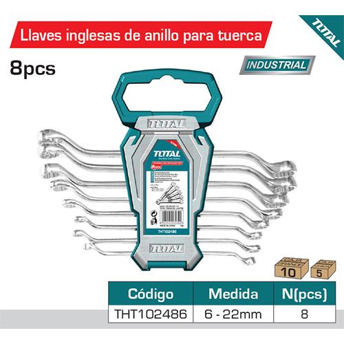 8Pza Juego Llaves/Anillo Para Tuerca 6X7,8X9,10X11,12X13,14X15,16X17,18X19,20X22mm.