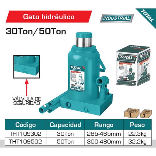 Gato Hidraulico De Botella 50 TON. Min. Height: 300Mm Max. Height:480Mm Travel:180Mm