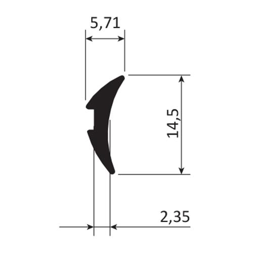 Junta de acristalar de 3 mm.  EPDM alta calidad. Se vende rollo de 150 mts. Color negro.