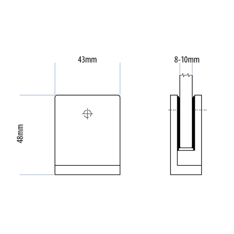 Pinza Cuadrada Para Vidrio De (8-10)Mm. No Requiere Perforacion.