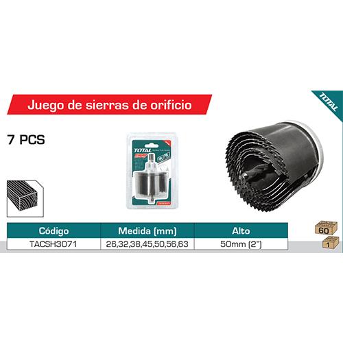 Kit 7 De Brocas Circulares Madera  Diameter:26,32, 38,45,50,56,63Mm Altura 50Mm(2")