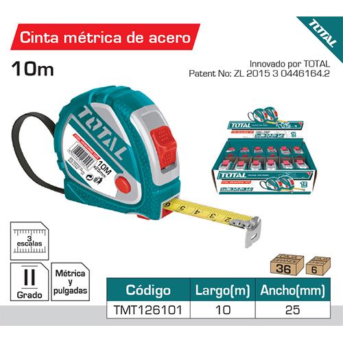 Cinta Metrica Y Pulgada 10 Mts X 25 Mm. Alta Calidad.