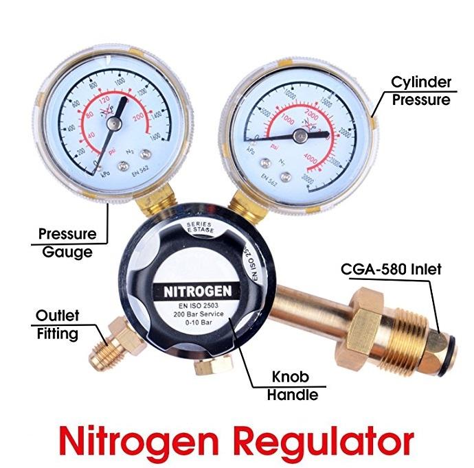 Regulador de nitrogeno 3000 PSI Delivery Pressure, CGA580 Inlet Connection and 1/4-Inch Male