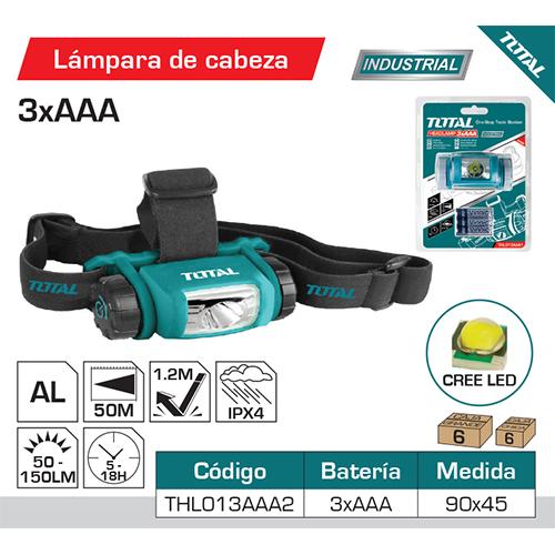 Lampara De Cabeza H180LM, L45LM Dura H:4Hrs, L:10Hrs Distancia Haz De 50M IPX4 Resistente Al Agua