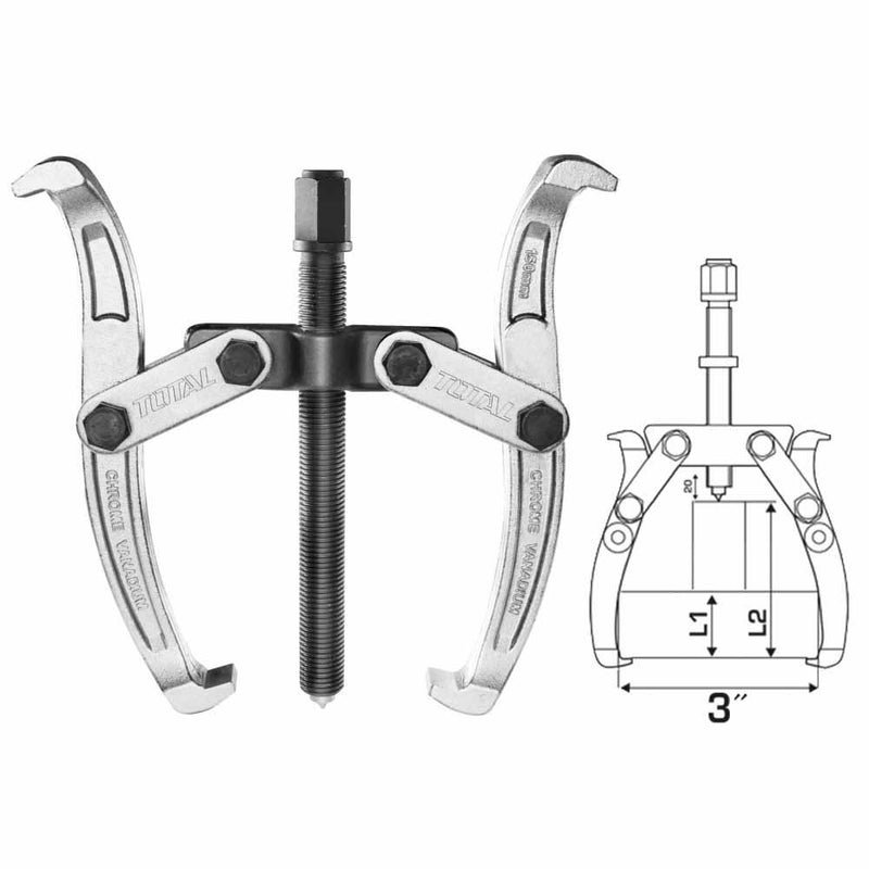 Extractor De 2 Mandibulas De 3". Maxima Fuerza 2000 Kg Cr-V, Tratamiento Termico.