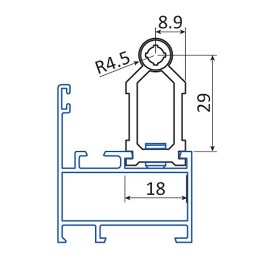 Escuadra de union de travesaño de marco de ventana. Aluminio Extruido. Requiere mecanizado.