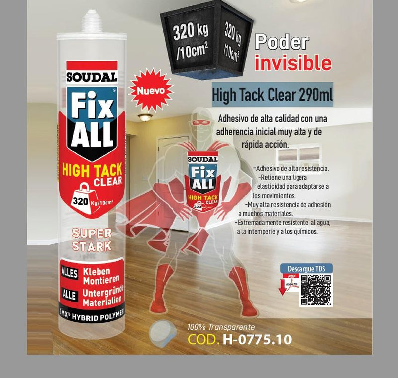 High Tack Clear ultra-transparente 290ml. Super fuerte tack inmediato