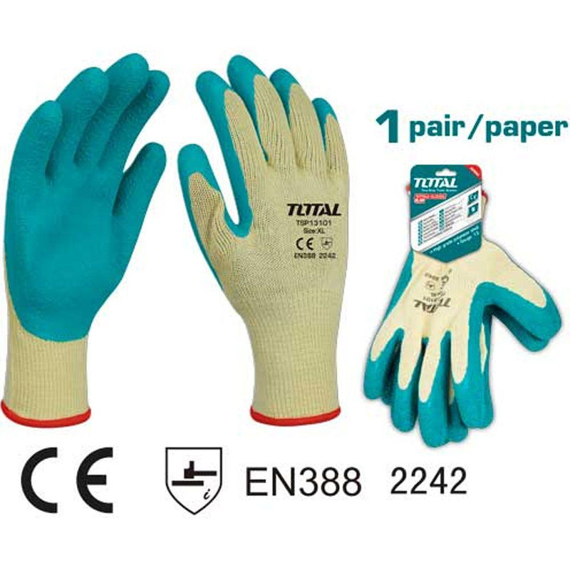 (1 par) Guantes de latex . Media XL. Usado en cargas pesadas y afiladas. Certificado CE.